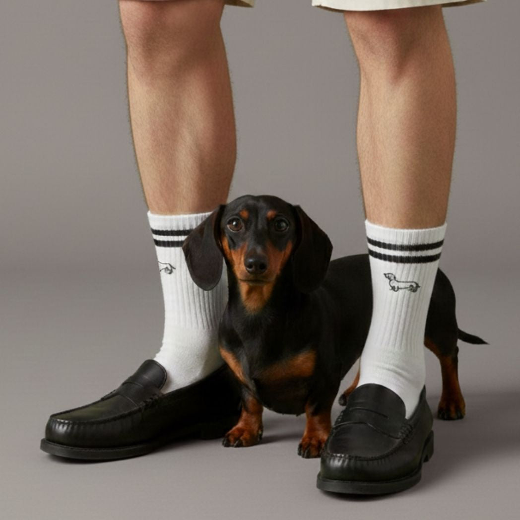 Dachshunds Embroidery Crew Sock
