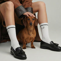Dachshunds Embroidery Crew Sock
