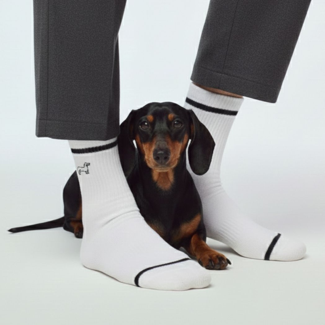 Dachshunds Embroidery Crew Sock