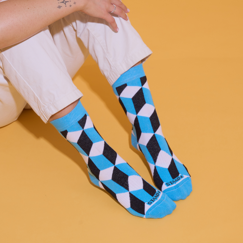 Blue Optical Illusion Sock