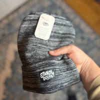 Stand4 Solid Grey Beanie with Patch