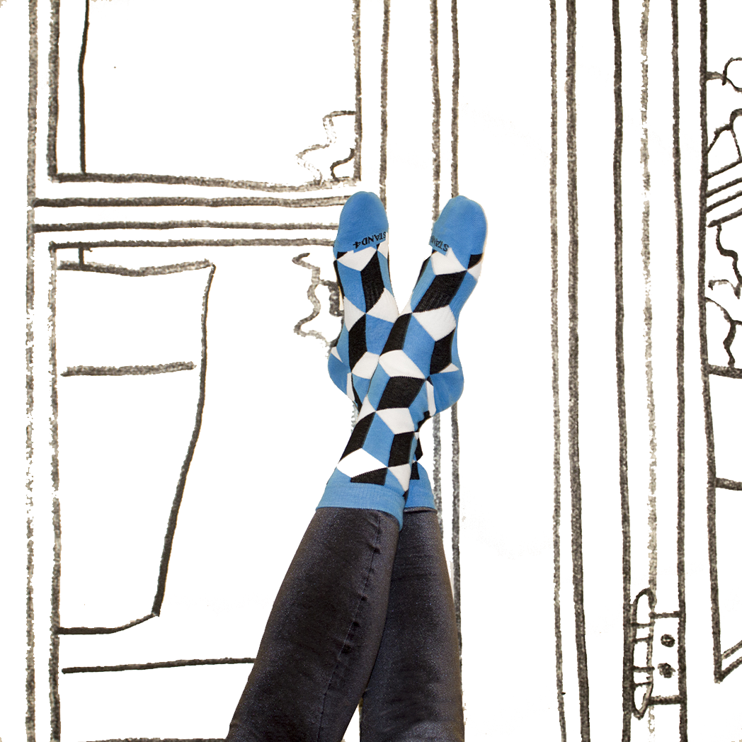 Blue Optical Illusion Sock