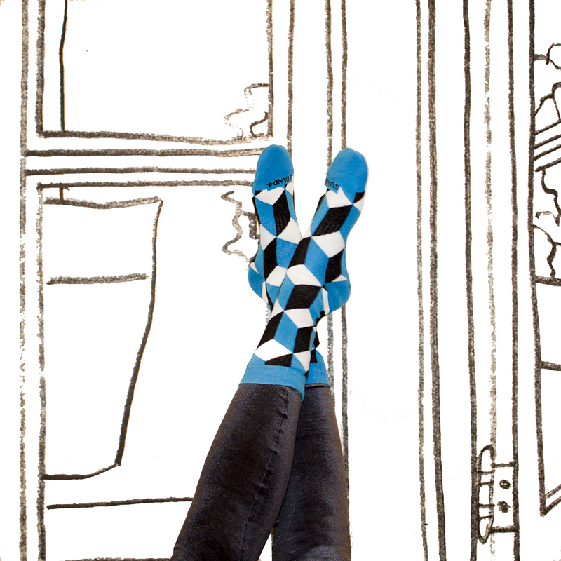 Blue Optical Illusion Sock