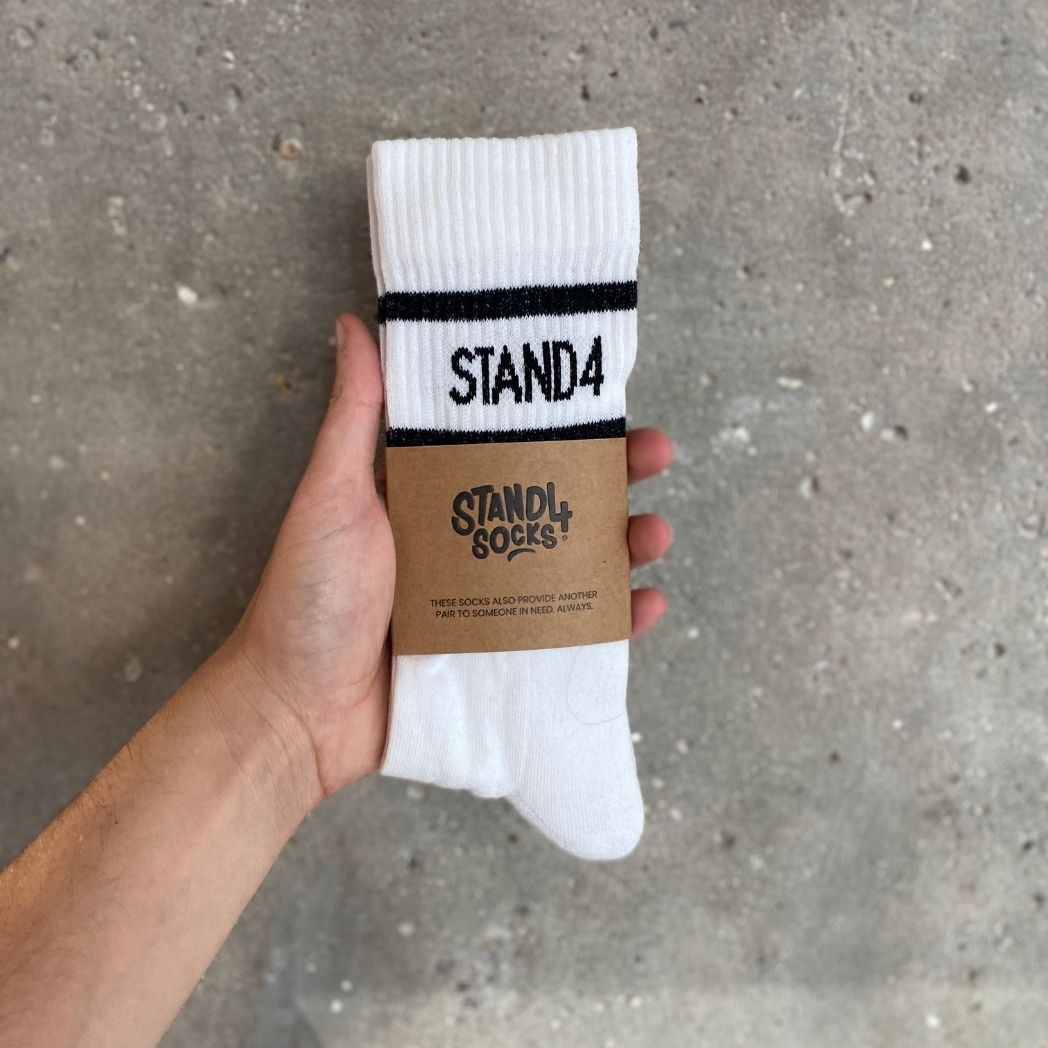 Stand4 White Crew Sock