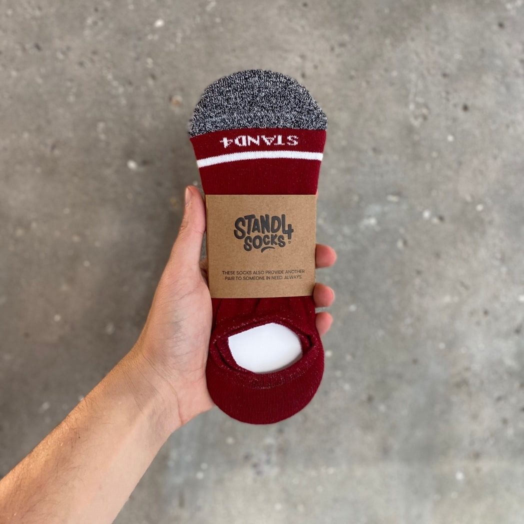 Burgundy No Show Sock